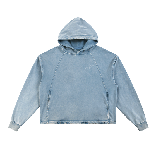 AX Washed Frayed-Hem Hoodie
