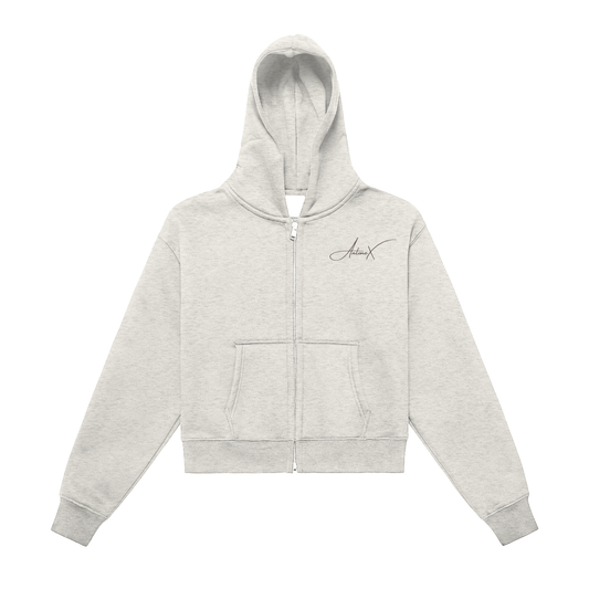 Antonex Fleeced Zip-Up Cropped Hoodie
