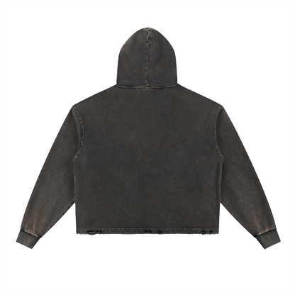 AX Washed Frayed-Hem Hoodie