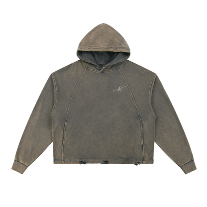 AX Washed Frayed-Hem Hoodie