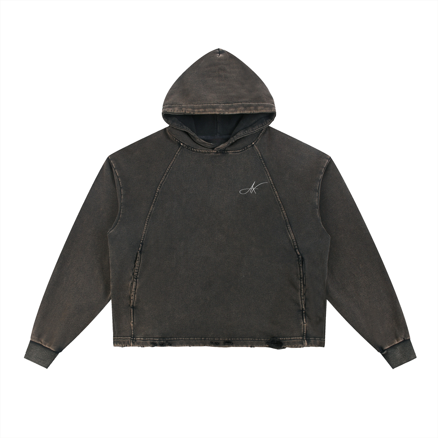 AX Washed Frayed-Hem Hoodie