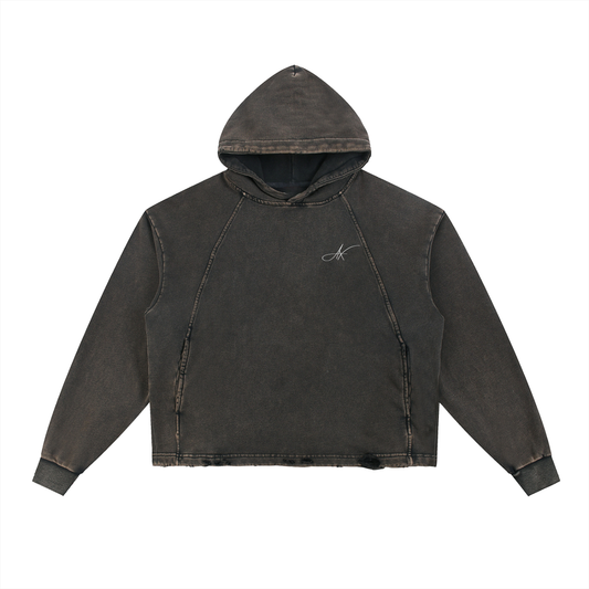 AX Washed Frayed-Hem Hoodie