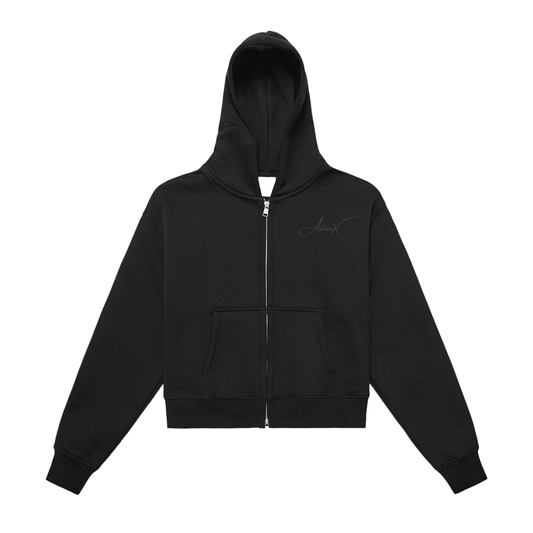 Antonex Fleeced Zip-Up Cropped Hoodie