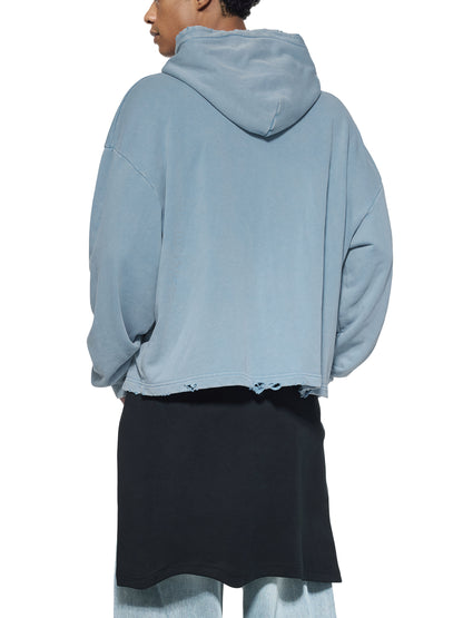 AX Washed Frayed-Hem Hoodie